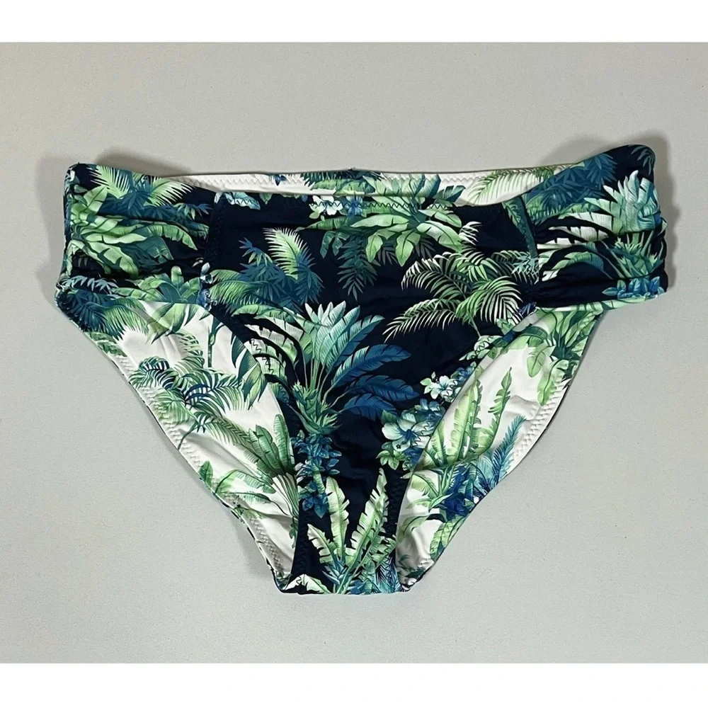 Tommy Bahama White Navy Blue Palm Tree Reversible Bikini Bottoms Size S 💙🌴✨ - Picture 4 of 8